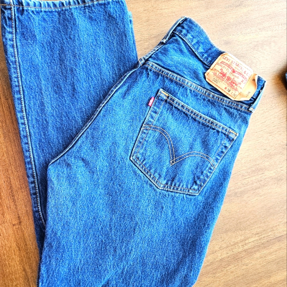 Men's Levi's 501 Blue Wash Straight Jeans 36X30